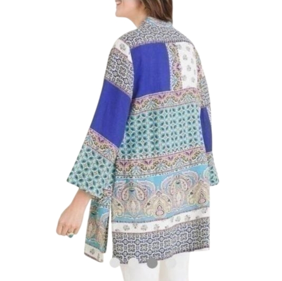 {Chicos} Open Cardigan in Patchwork 100% Linen - Size XS - Picture 15 of 15